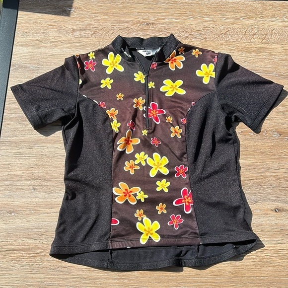 SUGOi Black & Yellow Floral Retro Bicycle Jersey Women’s Medium - Picture 10 of 10
